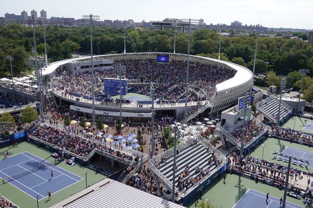 Grandstand Stadium at Billie Jean King National Tennis Center during 2019 U.S. Open match in Queens.